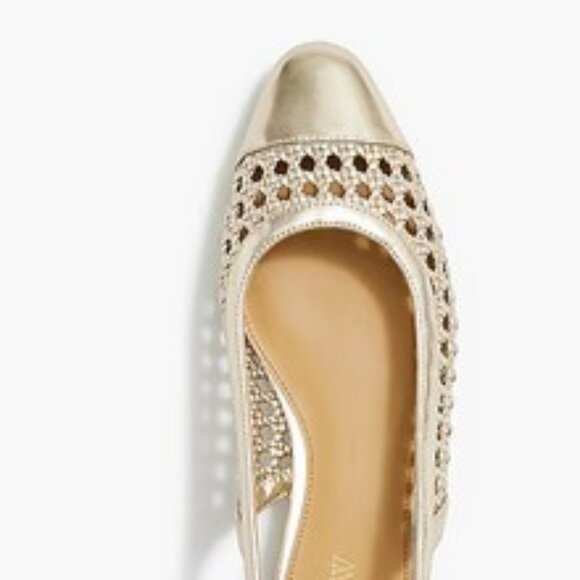 J Crew Gold Woven Slingback Flats Size 8 - NEW - Picture 11 of 13